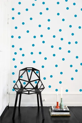 Vista 2 de Adhesivos decorativos de vinilo para pared, diseño de círculos de lunares, fácil de despegar y pegar, adhesivos decorativos extraíbles para Verde