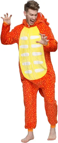 Vista 5 de ABENCA Disfraz de dinosaurio Triceratops para adultos, pijama para hombre, caricatura, de una pieza, animal, Halloween, Navidad, cosplay