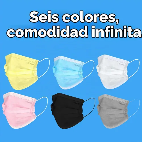 Vista 8 de Litepak 2,000 mascarillas desechables - Cubrebocas transpirable para el hogar y la oficina Negro