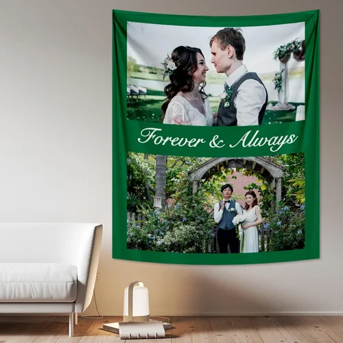 Vista 9 de Tapiz personalizado para cargar imágenes con fotos y textos, tapiz personalizado para colgar en la pared, manta de telón de fondo para decoración