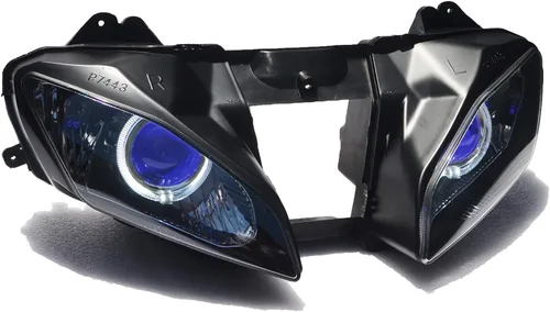 Vista 4 de Conjunto de faros LED Angel Demon Eyes HID Bombilla para Yamaha YZF R6 2008-2014 (blanco y azul)