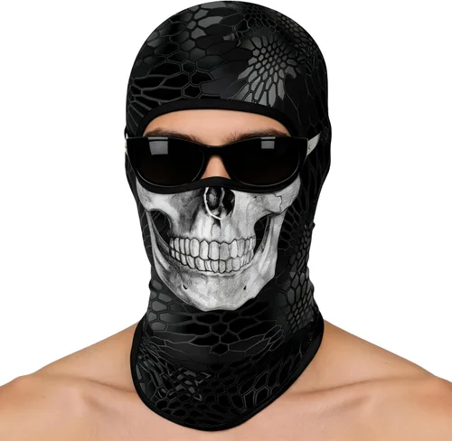 Vista 33 de Pasamontañas 3D, máscara de cara completa, resistente al viento, máscara de esquí con calavera táctica para motocicleta, ciclismo, Halloween 4