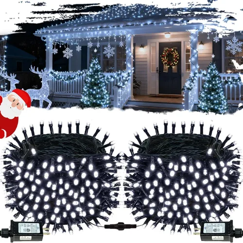 Vista 16 de OZS Guirnalda de luces de Navidad conectables rojas y blancas, paquete de 2 luces de Navidad de 164 pies en total de 400 LED para Rojo y blanco