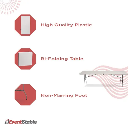 Vista 6 de EventStable TitanPRO - Mesa plegable de plástico, 8 pies x 30 pulgadas