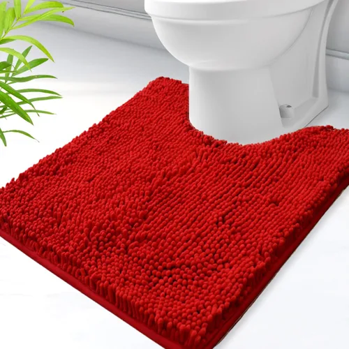 Vista 21 de Alfombras de baño en forma de U, alfombras de baño de felpilla súper absorbentes y respaldo antideslizante de PVC fuerte para inodoros, lavables a