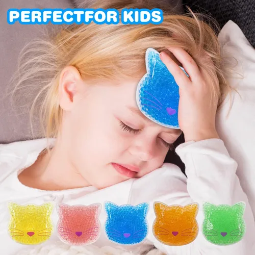 Vista 4 de Paquete de 5 unidades de hielo Boo Boo, paquete de hielo reutilizable para niños, reducción de fiebre auxiliar, paquete de frío caliente