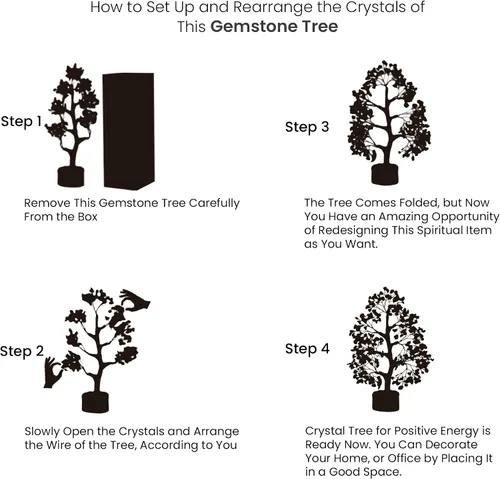 Vista 8 de PYOR Árbol de la vida de cristal de 7 chakras para decoración de oficina, cristales y piedras, regalos de inauguración de la casa para mujeres