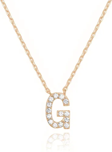 Vista 126 de PAVOI 14K White Gold Plated Cubic Zirconia Initial Necklace Letter Dainty Necklaces for Women