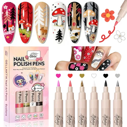 Vista 10 de Juego de 24 bolígrafos para arte de uñas, 24 colores, rotulador de 0.028 in Rosa