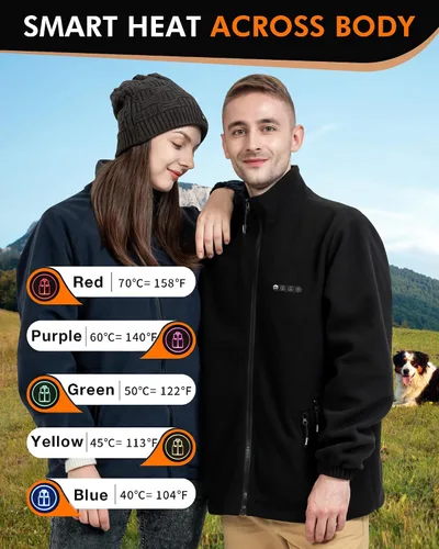 Vista 4 de ARRIS Men`s Heated Fleece Jacket with Battery, Electric Heating Coat Full Zip with Hand Warmer