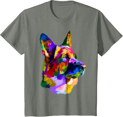 Vista 116 de Camiseta con retrato de pastor alemán para dueños de perros, Negro, S