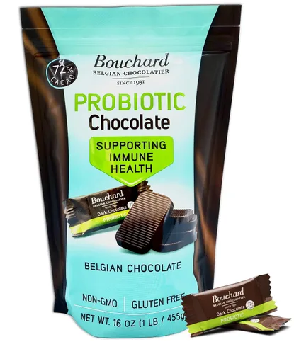 Vista 6 de Bouchard Chocolate negro belga prémium con 72% de cacao Piezas envueltas individualmente (1 libra)