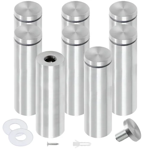 Vista 46 de Luomorgo 12 piezas tornillos separadores de acero inoxidable de 1" x 1", herrajes de montaje para letreros de pared, separadores de vidrio