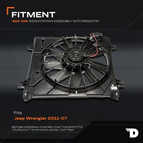 Vista 2 de Dorman 620-055 Conjunto de ventilador de refrigeración del motor Compatible con modelos Jeep seleccionados