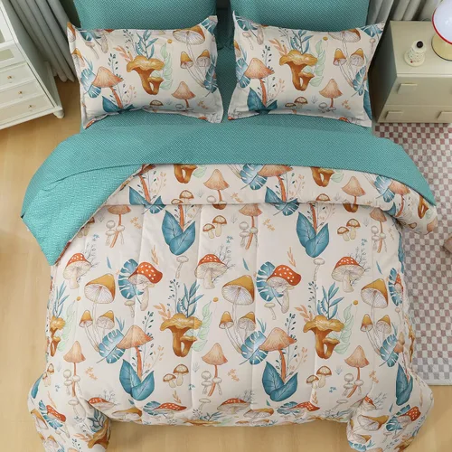Vista 3 de Dinjoy Juego de edredón de 6 piezas para niñas, juego de ropa de cama colorido de arcoíris degradado tamaño individual, cama en una bolsa para niños