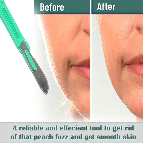 Vista 5 de Cuchillas de bisturí desechables #22 hechas de acero inoxidable templado, caja de 10 cuchillos de bisturí estériles con mango de plástico, bolsas