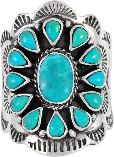 Vista 3 de Anillo de plata de ley con piedras preciosas y turquesa (SELECCIONAR color)