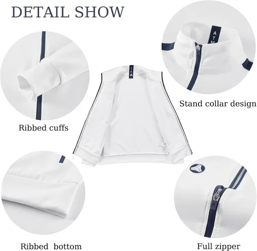 Vista 6 de ANOTWENER Trajes deportivos de 2 piezas para hombre, cuello alto, manga larga con bolsillos laterales dobles, chaqueta y pantalones deportivos