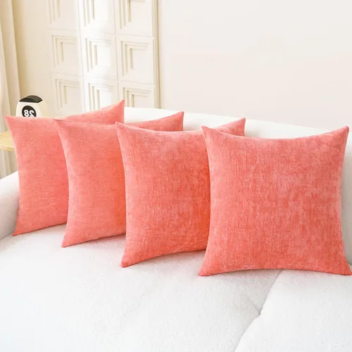 Vista 54 de CaliTime - Paquete de 2 fundas de almohada acogedoras para sofá, decoración del hogar, felpilla suave teñida sólida, 16 x 16 pulgadas, marrón Marrón