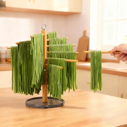 Vista 2 de Escurridor de pasta con varita de transferencia y 7 barras, estante de secado de fideos fácil de transferir para secar pasta y cocinar, diseño