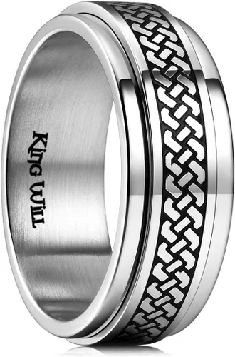 Vista 78 de King Will Anillo giratorio de acero inoxidable 316L para hombres y mujeres, 0.315 in de dragón/nudo celta, anillo para ansiedad para aliviar