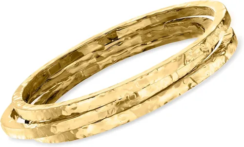 Vista 3 de Ross-Simons Italian 24kt Gold Over Sterling Silver Jewelry Set 3 Hammered Bangle Bracelets