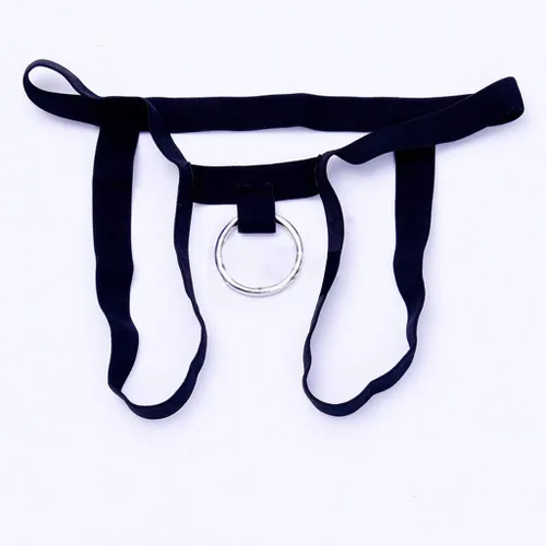 Vista 4 de Tangas G-Strings para hombre con correa de moda Sretch Slip con espalda en T Micro ropa interior sexy lencería con anillo