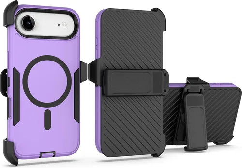Vista 25 de Funda diseñada para iPhone 16 Pro, magnética, doble protección, resistente y duradera, compatible con MagSafe, clip trasero desmontable, a prueba