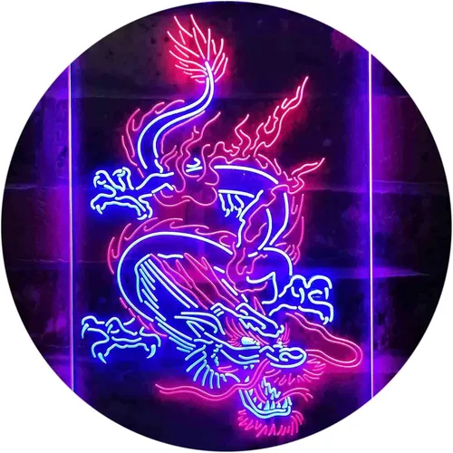 Vista 15 de ADVPRO Hombre Dragón Chino Cueva Garaje Tatuaje Dual Color LED Neon Sign Azul y Rojo 8 x 12 pulgadas st6s23-i3780-br