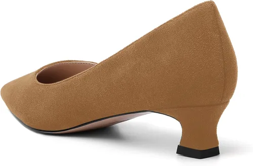 Vista 7 de AMBELIGHT Zapatos de vestir de oficina con punta cuadrada para mujer, zapatos de vestir casuales de gamuza con tacón bajo, zapatos de tacón bajo