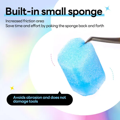 Vista 3 de ACTROL - Pinzas limpiadoras de pestañas azules de 0.8 fl oz con bola de esponja para eliminación de pegamento Blue 25ml Lash Tweezer Cleanser With