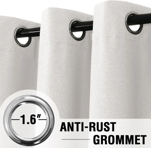 Vista 3 de H.VERSAILTEX Cortinas 100% de opacidad para dormitorio, con aislamiento térmico, cortinas texturizadas de lino con bloqueo de luz completa, cortinas