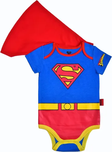 Vista 2 de WARNER BROS Superman Boys Short Sleeve Creeper with Cap Superhero for Baby Blue