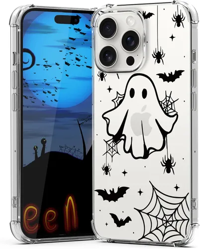 Vista 13 de Funda de Halloween para Google Pixel 6A transparente con diseños de murciélagos fantasmas, funda para teléfono para niñas, elegante, delgada, a