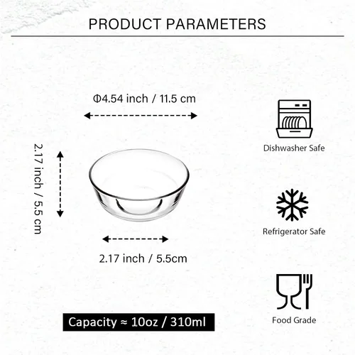 Vista 2 de Juego de 6 Cuencos Pequeños de Vidrio - Cuencos de Vidrio Transparente para Preparación - Cuencos de Servir para Postre, Dulces, Nueces, Helado
