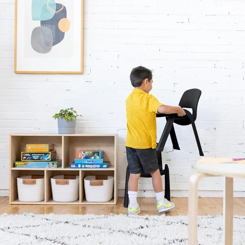 Vista 10 de ECR4Kids Silla apilable SitRight de plástico, 11 pulgadas, muebles de aula, negro, paquete de 4