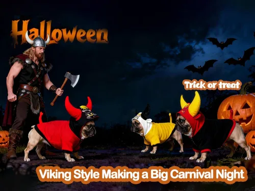 Vista 4 de iChoue - Disfraces para perros, suéteres divertidos, abrigos de invierno, sudaderas con capucha, Frenchie Pitbull Corgi, Pug Inglés, cachorro, S