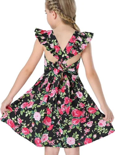 Vista 260 de Vestido de verano para niña, de algodón, con diseño floral