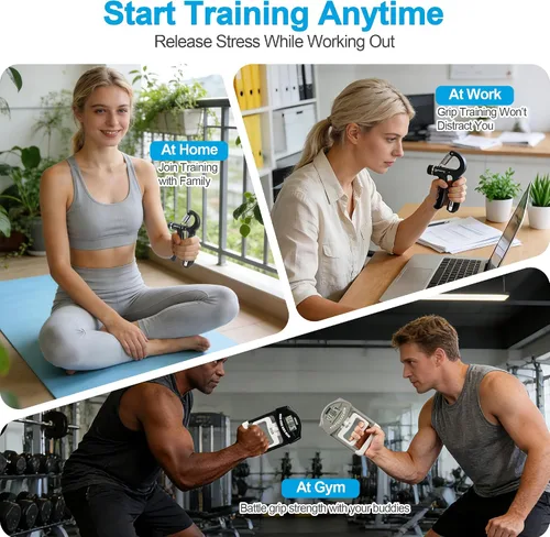 Vista 4 de Grip Strength Tester Trainer - Dynamometer Handgrip Measurer Meter, Handheld Strengthener Exerciser for Sports, School, and Home Use