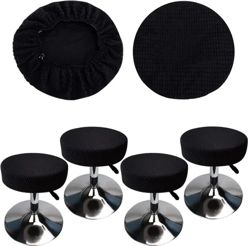 Vista 7 de Funda de taburete redonda de 12 a 16 pulgadas, fundas de asiento redondas para taburetes de bar, tela de lujo elástica, lavable de jacquard a prueba