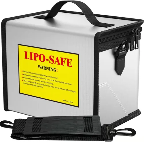 Vista 7 de Bolsa de seguridad ignífuga antiexplosión Colcase para batería Lipo, almacenamiento y carga, gran espacio, altamente resistente, bolsa doble cierre