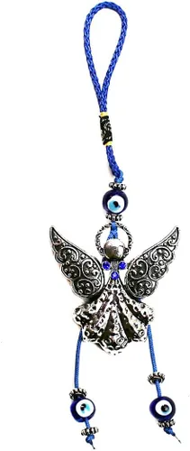 Vista 8 de LUCKBOOSTIUM Hermoso ángel con cristal azul y adorno colgante de mal de ojo, dijes de buena suerte, llaves del hogar, bolso, bolsos y accesorios