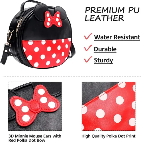 Vista 3 de Finex Mini bolso de viaje con diseño de lunares de Minnie Mouse NegroRojo Bolsa Redonda Viajar