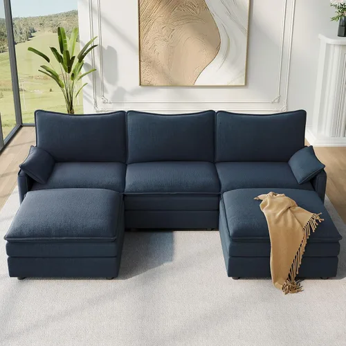 Vista 29 de Vesgantti Sofá modular de 108 pulgadas, cómodo sofá de nube con asiento profundo otomano movible, sofá modular en forma de L, sofás seccionales