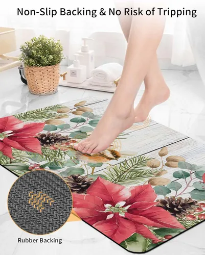 Vista 5 de Tapete de baño de Navidad para bañera, antideslizante, de secado rápido y absorbente, tierra de diatomeas, cocina, ducha, fregadero, lavable, tapete
