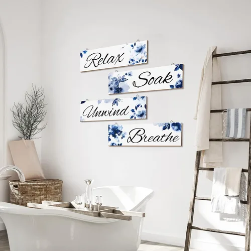 Vista 6 de 4 piezas de arte de pared floral de acuarela de hongos para decoración de baño, decoración de pared, para baño, mariposa, flores, pintura, ramo