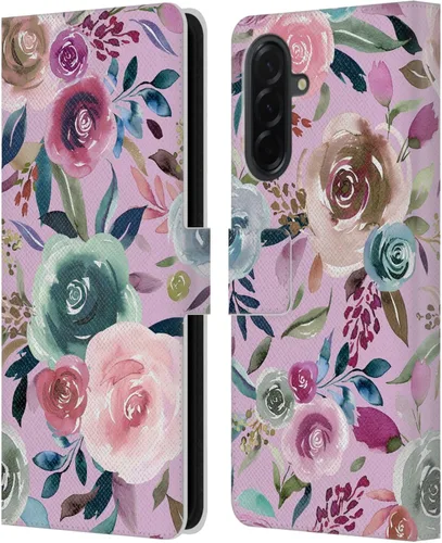 Vista 287 de Head Case Designs Officially Licensed Ninola Abstract Poppies Lilac Floral Leather Wallet Case Compatible with Samsung Galaxy A07 4G