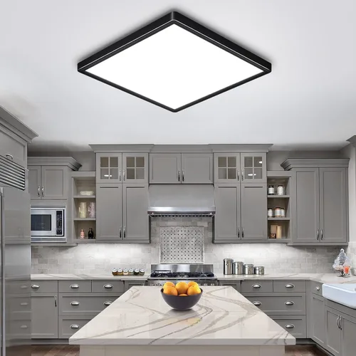 Vista 2 de Lámpara de techo LED empotrada de 12 pulgadas, 24 W, 3000 K/4000 K/6000 K, luz de techo LED ajustable, 2800 lm para dormitorio, cocina, pasillo