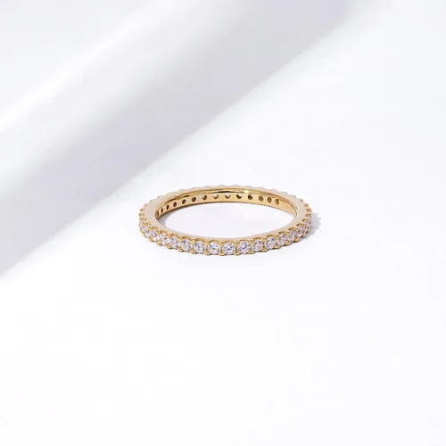 Vista 31 de Amazon Essentials Anillo de plata de ley chapada en platino o oro con circonita cúbica redonda de elementos infinitos
