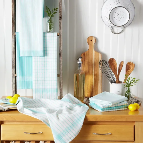 Vista 4 de DII Everyday Basic Collection - Juego de toallas de cocina tejidas, 20 x 28 pulgadas, aguamarina, 8 piezas
